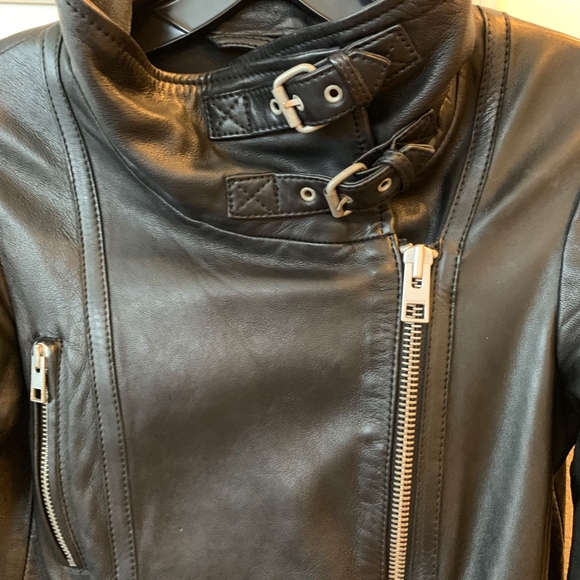 AllSaints Women's Black Bales Leather Biker Jacket - Picture 4 of 8